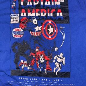 Medium Comic Book Style Captain America Marvel Blue Shirt